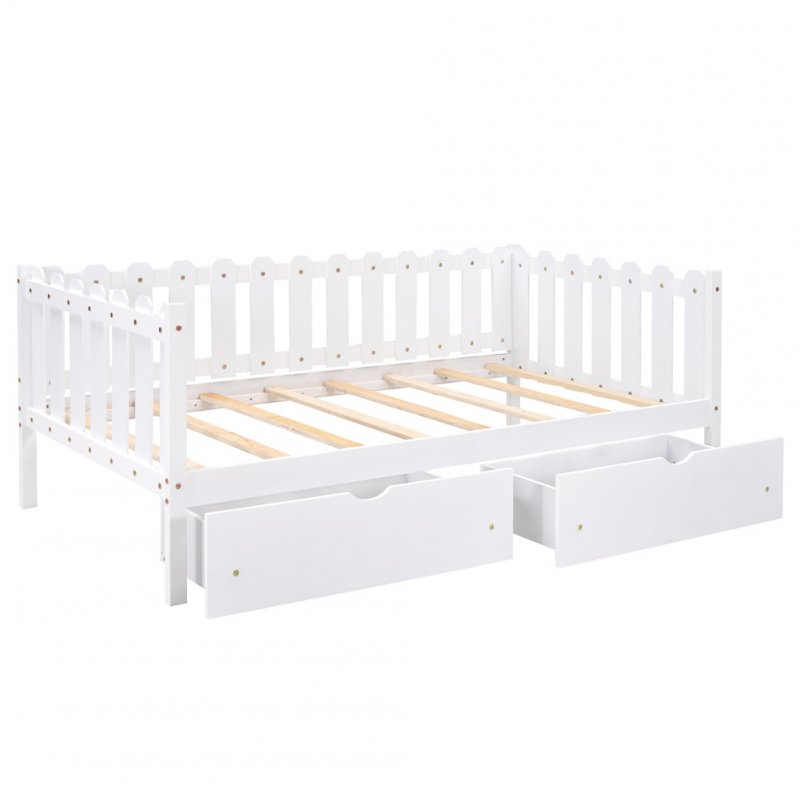 US Rustic Style Twin Size Daybed With Storage Drawers Sofa  Bed Household Furniture white