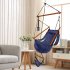  US Direct  Seaside Courtyard Hanging Chair With Cup Holder Oxford Cloth Wooden Stick Perforated 100kg Load Bearing blue