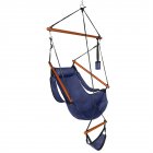 US Seaside Courtyard Hanging Chair with Cup Holder Wooden Stick Blue