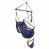  US Direct  Seaside Courtyard Hanging Chair With Cup Holder Oxford Cloth Wooden Stick Perforated 100kg Load Bearing blue