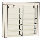 US Shoe <span style='color:#F7840C'>Rack</span> Portable 7 Layers 14 Grids Non-woven Fabric Cover Shoe Cabinet Door Court <span style='color:#F7840C'>Storage</span> Beige
