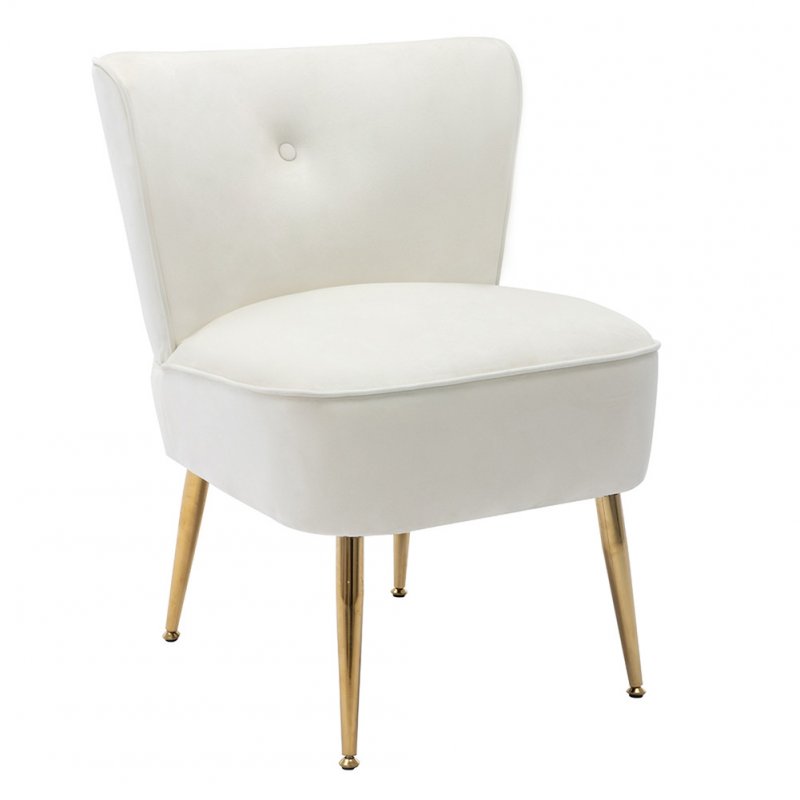[US Direct] Side Chair  Back  Chair Fabric Upholstered Seat Chairs For Occasional Bedroom Leisure Ivory