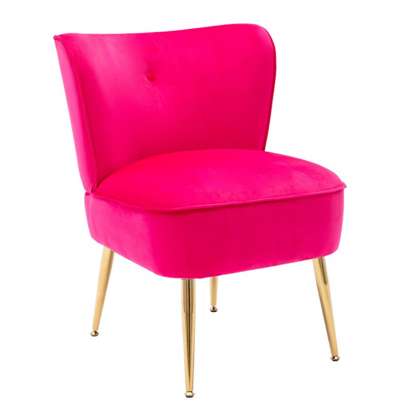 [US Direct] Side  Chair Back Chair Fabric Upholstered Seat Chairs For Occasional Bedroom Leisure Fuchsia