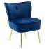  US Direct  Side  Chair Back Chair Fabric Upholstered Seat Chairs For Occasional Bedroom Leisure Navy