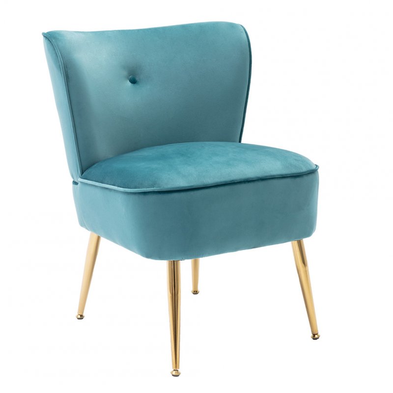 US Side  Chair Back Chair Fabric Upholstered Seat Chairs For Occasional Bedroom Leisure blue-green