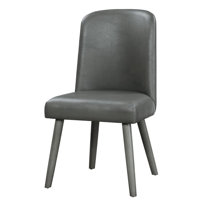 US Side Chair (Set-2), Gray Pu & Gray Oak (2Pc/1Ctn) 72202