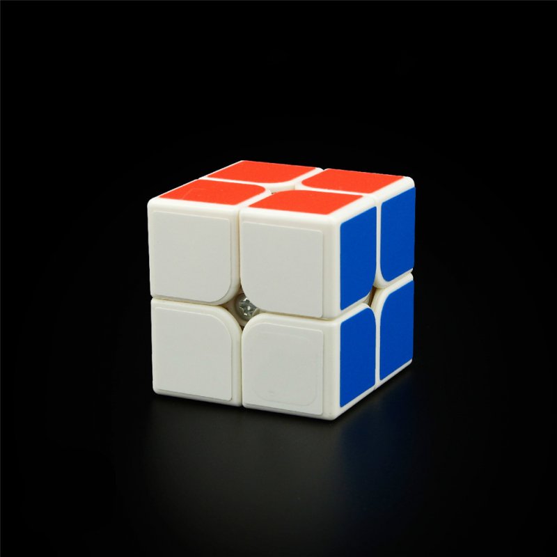 [US Direct] Simple Beginners Two-Layer Brain Teaser 2x2 Sticker Puzzle Magic Cube White
