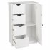  US Direct  Single Door Bathroom Storage Cabinet With 4 Drawers Waterproof Lightweight Bathroom Locker White