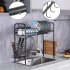  US Direct  Single Layer Bowl  Rack Shelf Dish Drainer 90cm Inner Length Kitchen Organizer black
