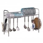 [US Direct] Single Layer Bowl  Rack Shelf Dish Drainer 90cm Inner Length Kitchen Organizer Silver