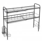 [US Direct] Single Layer Bowl  Rack Shelf Dish Drainer 90cm Inner Length Kitchen Organizer black