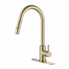  US Direct  Single handle Stainless Steel Kitchen  Faucet Copper Sink Faucet With Pull down Sprayer gold