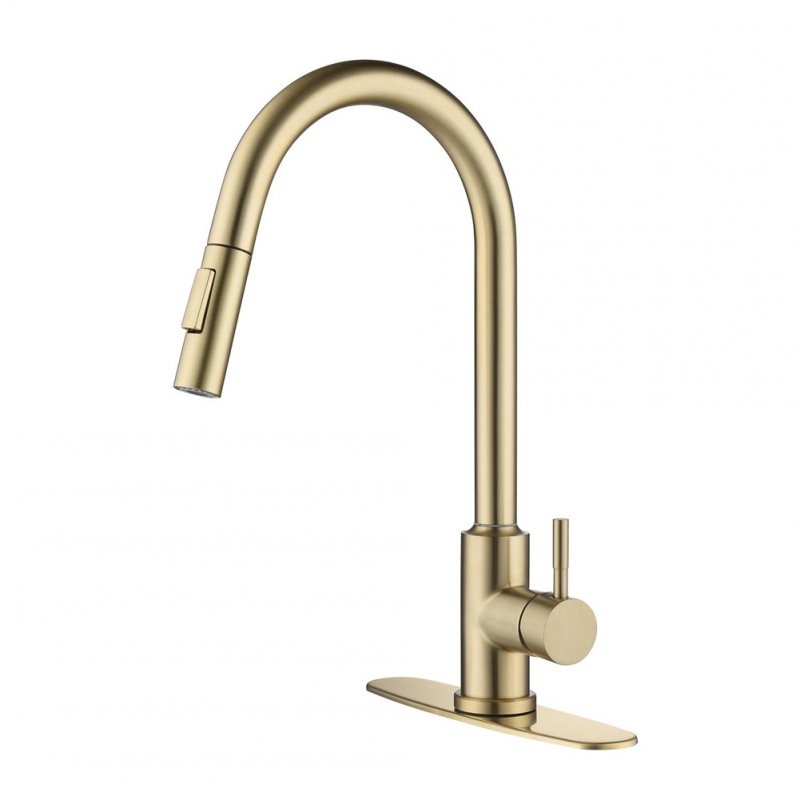 US Single-handle Stainless Steel Kitchen  Faucet Copper Sink Faucet With Pull-down Sprayer gold