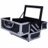  US Direct  Sm 2176 Makeup Case Portable Large Capacity Jewelry Storage Box Cosmetic Organizer With Mirror Handle black