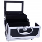 [US Direct] Sm-2176 Makeup Case Portable Large Capacity Jewelry Storage Box Cosmetic Organizer With Mirror Handle black