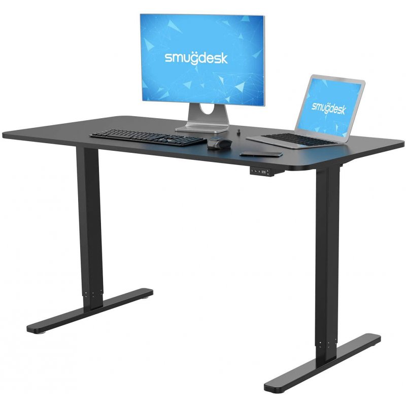 [US Direct] Smugdesk Standing Desk, 48 x 24 inches Computer Desk Electric Height Adjustable Table Home Office Desk with Splice Board and Black Frame 126.*36.0*23.0