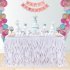  US Direct  Solid Color Tulle Table Skirt for Wedding Party Decoration white 6FT