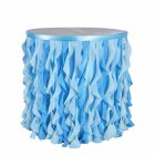 [US Direct] Solid Color Tulle Table Skirt for Wedding Party Decoration matching blue_6FT