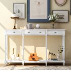[US Direct] Solid Wood Console Table, Classic Entryway Table With Storage Shelf And Drawer For Home
