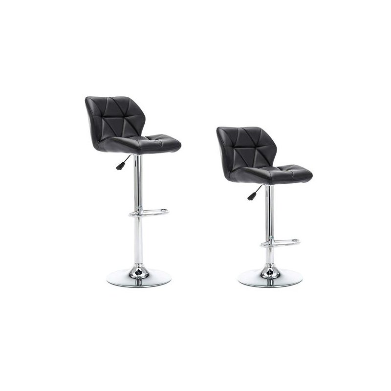 US Sponge PU Leather Steel Barstool Black 02-WY Bar Chair Adjustable Height Barstool Black
