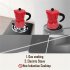  US Direct  Stainless Steel Durable Espresso  Pot 3 Cup Moka Pot Italian Cuban Greca Coffee Pot 6 Oz Red