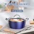  US Direct  Stainless Steel Cooking  Stock  Pots With Lid Bpa Free Anodized Ceramic 2 2l Round Non Stick Soup Pot Scratch resistant Cookware Blue