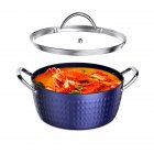 [US Direct] Stainless Steel Cooking  Stock  Pots With Lid Bpa Free Anodized Ceramic 2.2l Round Non Stick Soup Pot Scratch-resistant Cookware Blue