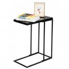 [US Direct] Steel Frame L Side Table For Living Room Bedroom Assemble Side Table black