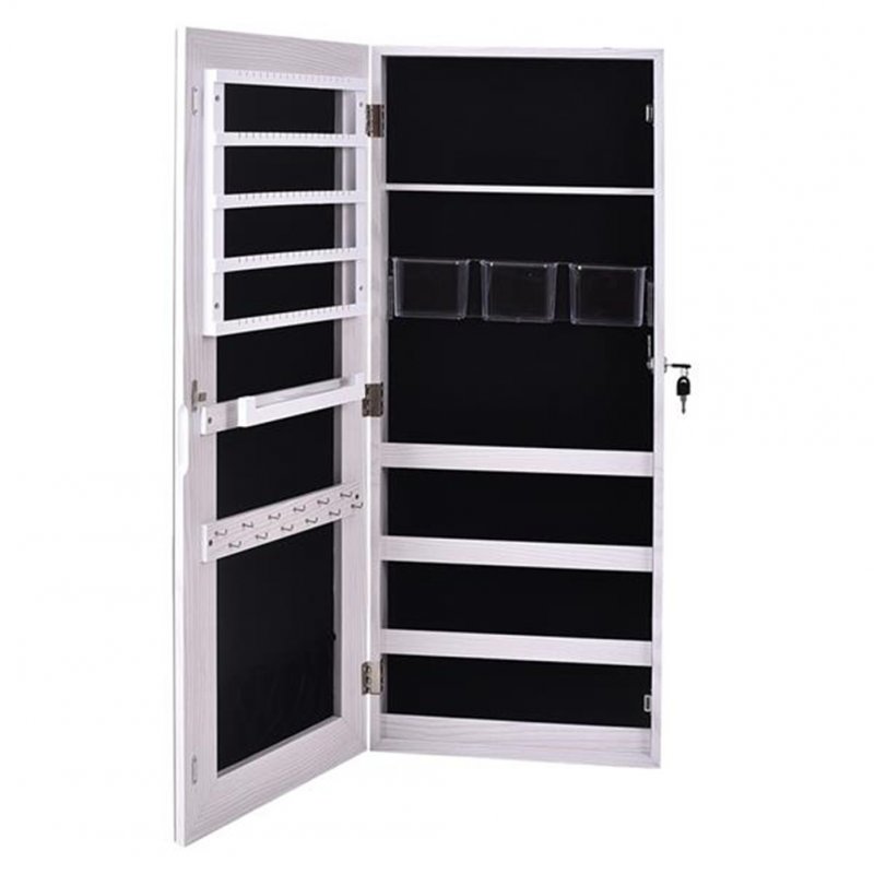 [US Direct] Storage  Cabinet 4-layer 3 Storage Boxes With Mirror Wall-mount Storage Organizer white
