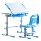 [US Direct] Study Desks Chairs Set Rectangle 70 x 38 x (52-74)cm Liftable Set Without Front Baffle Reading Stand Lamp blue
