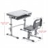 US Direct  Study Desks Chairs Set Rectangle 70 x 38 x  52 74 cm Liftable Set Without Front Baffle Reading Stand Lamp light grey