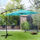[US Direct] TOPMAX 10FT Patio Offset Lighted Hanging Cantilever Umbrella for Backyard,Poolside, Garden and Lawn, Beige