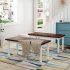  US Direct  TOPMAX 3 Piece Dining Table Set Kitchen Table with Two Benches  Kitchen Contemporary Home Furniture Brown