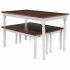  US Direct  TOPMAX 3 Piece Dining Table Set Kitchen Table with Two Benches  Kitchen Contemporary Home Furniture Brown