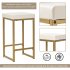  US Direct  TREXM 3 piece Modern Pub Set with Faux Marble Countertop and Bar Stools  White Gold