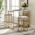  US Direct  TREXM 3 piece Modern Pub Set with Faux Marble Countertop and Bar Stools  White Gold