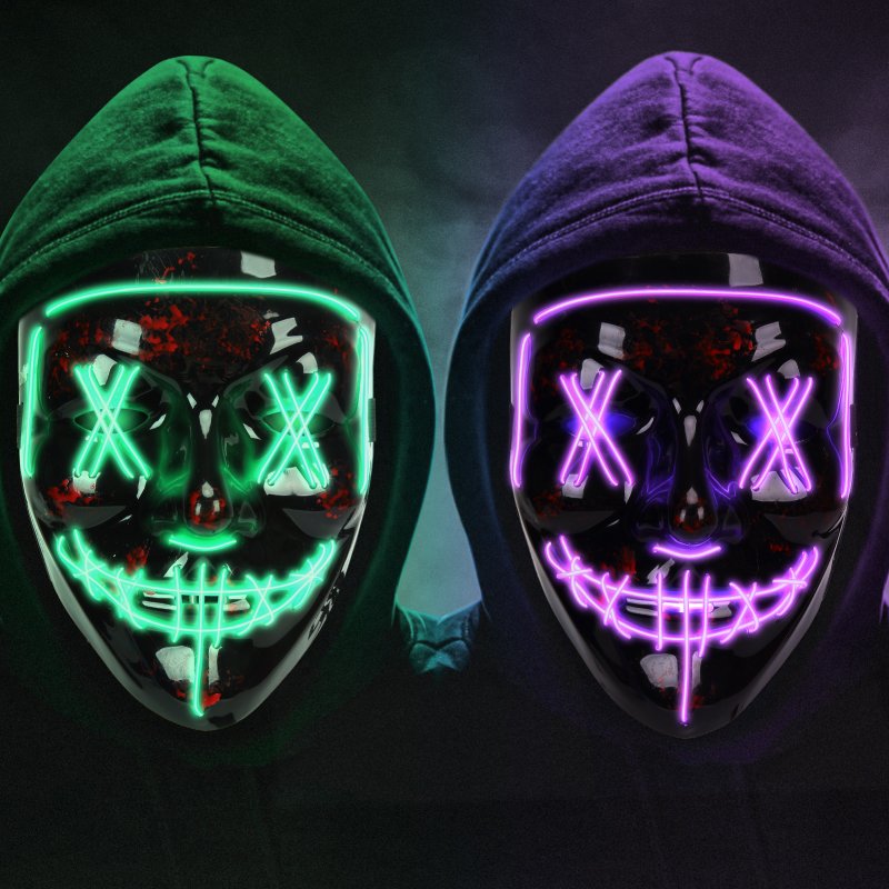 US TWISTER.CK 2pcs LED Masks Halloween Scary Masks Cosplay LED Costume Masks Set