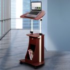 [US Direct] Techni Mobili Sit-to-Stand Rolling Adjustable Laptop Cart With Storage, Chocolate