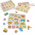  US Direct  ThinkMax 6pcs Kids Wooden Peg Puzzles Board Toy Set  Educational and Learning Puzzles Toy   Alphabet  Number  Fruits  Village and Animals