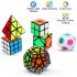  US Direct  Thinkmax 6pcs Speed Cube Set  Magic Cube Set of 2x2x2 3x3x3 Pyramid Megaminx Skew Cube Set of Puzzle Toys for Children and Adult Challenge