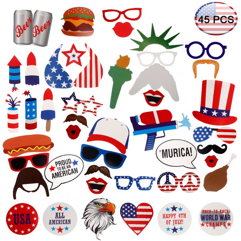 US Thinkmax High-Quality Photo Props (Pack of 45), Perfect for United States National Day, Patriotic Celebration etc