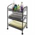  US Direct  Three layer Storage Car With Hook Exquisite Honeycomb Net Storage Car For Kitchen Living Room Bathroom black