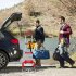  US Direct  Trolley Cart Lightweight Aluminum Alloy Portable Cart Foldable Retractable Luggage Cart red