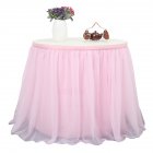 US Tulle Table Skirt, 3-layer Table Cloth with Chiffon Lining, Wedding Table Decoration Tableware for Birthday Baby Shower Party Pink_9ft*77cm