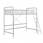 [US Direct] Twin Loft  Bed With Full-length Guardrail And Ladder Household Furniture Silver