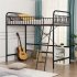  US Direct  Twin Loft  Bed With Full length Guardrail And Ladder Household Furniture black