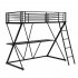  US Direct  Twin Loft  Bed With Desk Ladder And Full length Guardrail X shaped Frame Steel Bed black