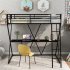  US Direct  Twin Loft  Bed With Desk Ladder And Full length Guardrail X shaped Frame Steel Bed black