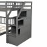  US Direct  Twin Over Full Loft Bed  With Storage  Gray  New 