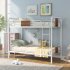 US Direct  Twin Over Twin Metal Bunk  Bed With Guardrails Household Furniture For Living Room  white 